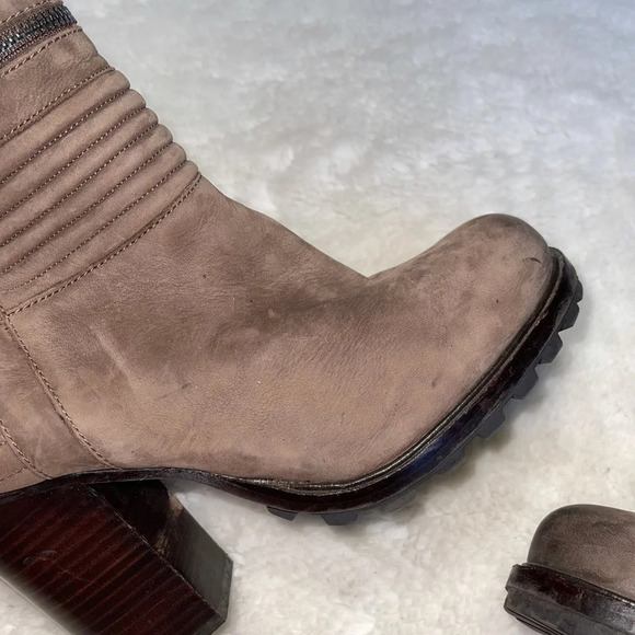 Sam Edelman Fowler Brown Leather Block Heel Ankle Boots 10 Women’s - Picture 8 of 16